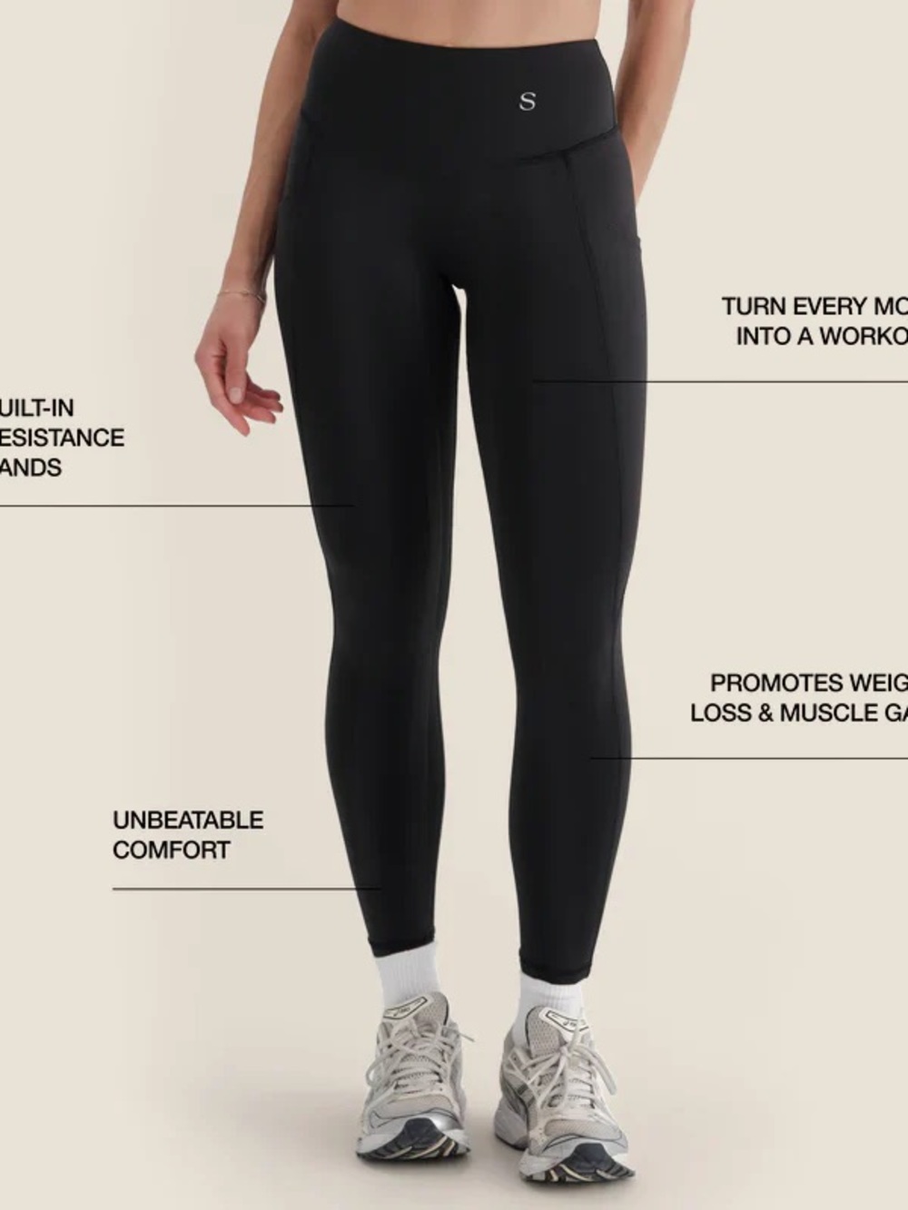 Skinnify Black HW resistant leggings 4 x bands size small NWOT